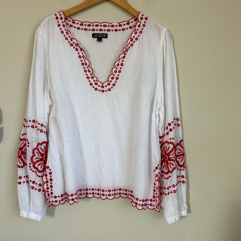 J. Crew Bungalow Embroidered Linen Top - Picture 5 of 13